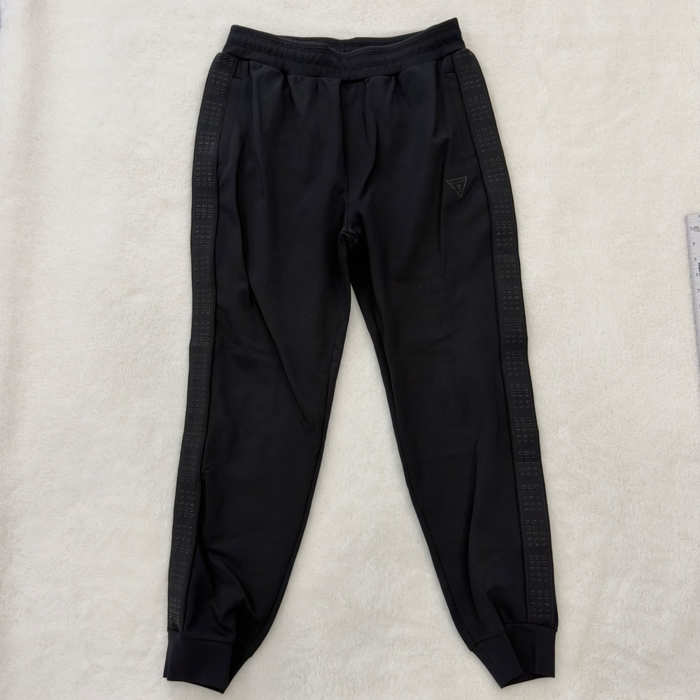 GUESS Men Black Logo Tape Jogger Sweatpants XS X5GQ10 K8XF0
